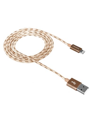 Кабел Canyon Lightning USB за Apple - braided, 1m, златист - 1