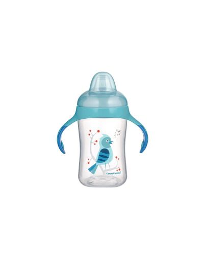 Чаша със силиконов накрайник Canpol - Birds, 300 ml, за момче