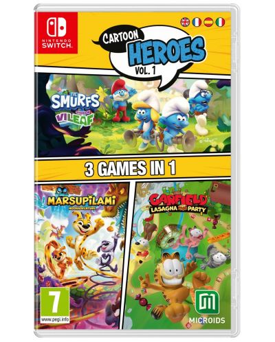 Cartoon Heroes Vol. 1: 3 Games in 1 (Smurfs Mission Vileaf & Marsupilami & Garfield Lasagna Party) (Nintendo Switch) - 1