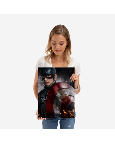 Метален постер Displate - Marvel: Civil War Divided We Fall - Cap - 2