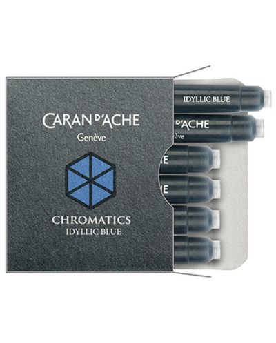 Патрончета за писалка Caran d'Ache Chromatics – Син, 6 броя - 1