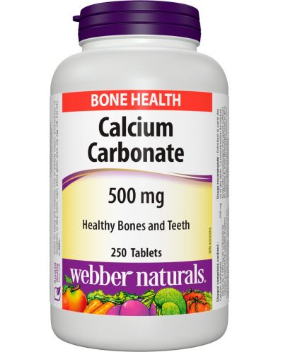 Calcium Carbonate, 500 mg, 250 таблетки, Webber Naturals - 1