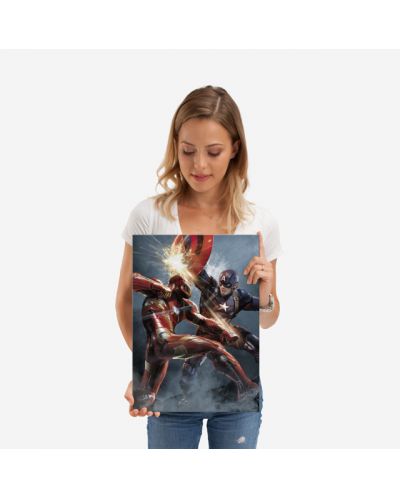 Метален постер Displate - Marvel: Civil War Divided We Fall - Cap Vs Iron Man - 2