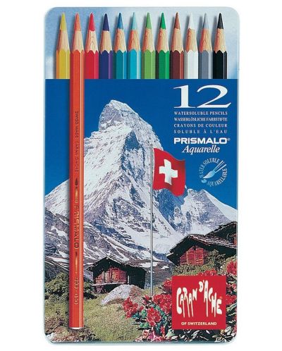 Цветни акварелни моливи Caran d'Ache Prismalo – 12 цвята - 1