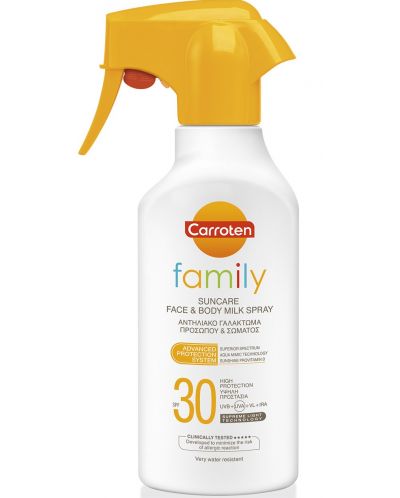 Carroten Family Слънцезащитно мляко-спрей, SPF30, 270 ml - 1