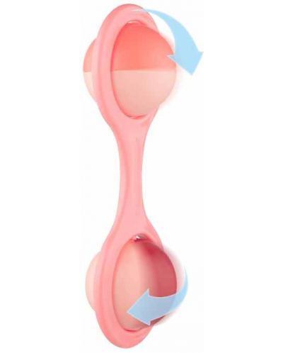 Canpol Дрънкалка с въртящи се топчета Barbell, розова - 3