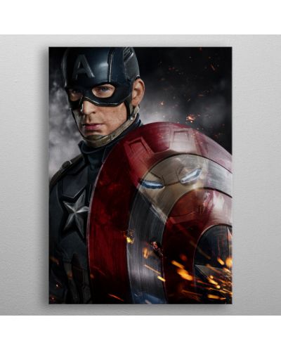 Метален постер Displate - Marvel: Civil War Divided We Fall - Cap - 3