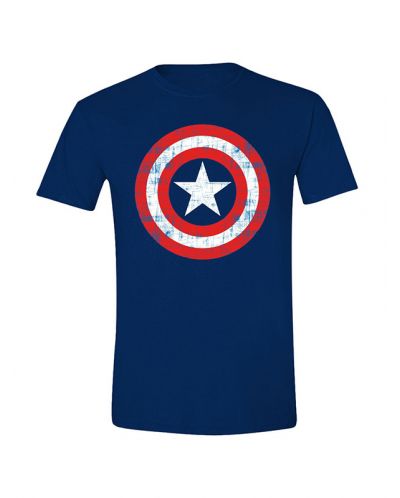Тениска Captain America - Cracked Shield, синя, размер XL - 1