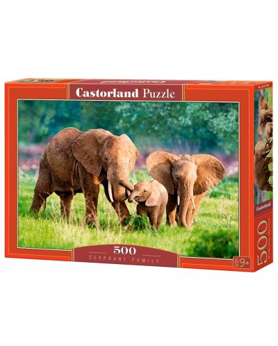 Пъзел Castorland от 500 части - Семейство слонове - 1