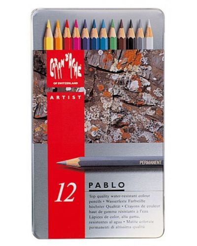 Цветни акварелни моливи Caran d'Ache Pablo – 12 цвята - 1
