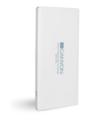 Портативна батерия CANYON CNS-TPBP5W 5000mAh, Бяла - 2