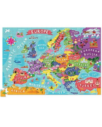 Детски пъзел Crocodile Creek от 200 части - Карта на Европа, с подарък постер - 2