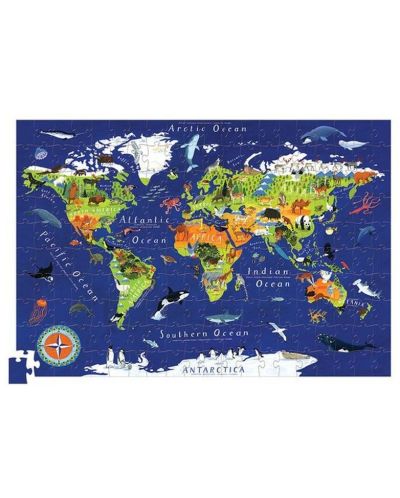Детски пъзел Crocodile Creek от 200 части - Карта на света, с подарък постер - 2
