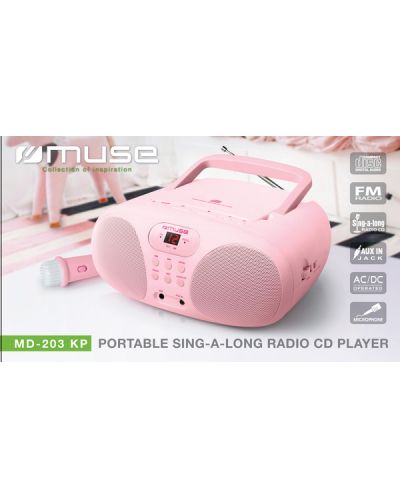 CD плейър Muse - MD-203 KB, розов - 2
