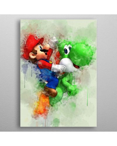Метален постер Displate Games: Super Mario - Mario & Yoshi - 3