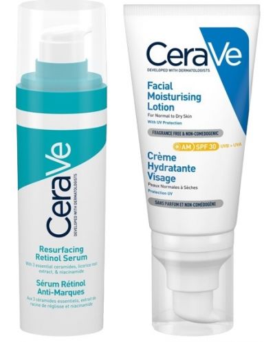 CeraVe Комплект - Серум с ретинол и Хидратиращ крем, SPF30, 30 + 52 ml - 1