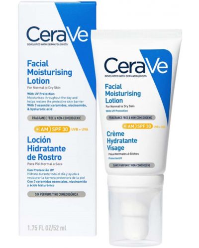 CeraVe Хидратиращ крем за лице, SPF30, 52 ml - 2