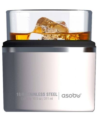 Чаша с термоизолираща основа Asobu - Whiskey Kuzie, 311 ml, бяла - 3