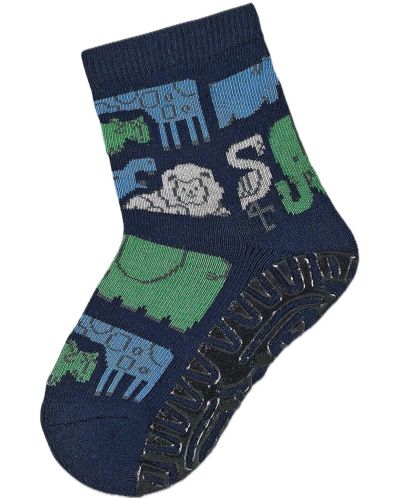 Чорапи с неплъзгащо стъпало Sterntaler - Зоологическа градина, 23/24 размер, 2-3 г, сини - 2
