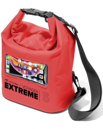 Водоустойчива чанта Cellularline - Voyager Extreme, 5 l, червена - 1