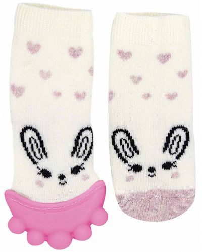 Чорапи с чесалка за зъби BabyJem - Girl, 6-12 месеца, Pink - 1