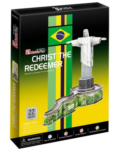 3D Пъзел Cubic Fun от 22 части - Christ the Redeemer - 2