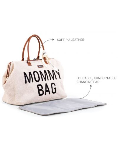 Чанта за принадлежности Childhome - Mommy Bag, Teddy, бяла - 8