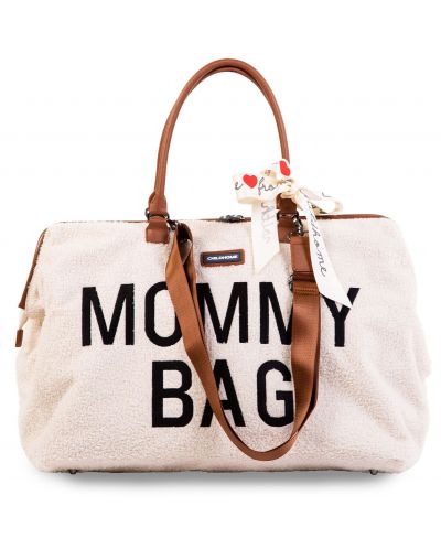 Чанта за принадлежности Childhome - Mommy Bag, Teddy, бяла - 2