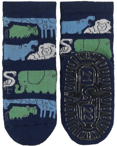 Чорапи с неплъзгащо стъпало Sterntaler - Зоологическа градина, 17/18 размер, 6-12 м, сини - 1