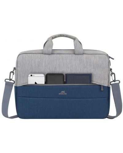 Чанта за лаптоп Rivacase - 7532, 15.6", сива/синя - 9