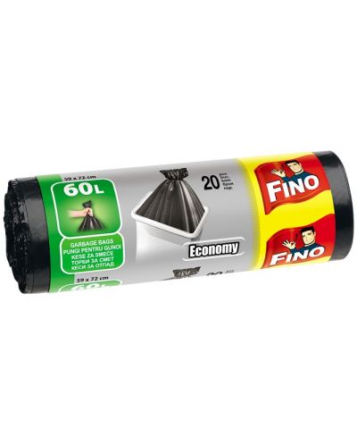 Чували за  отпадъци Fino - Economy, 60 L, 30 броя, черни - 1