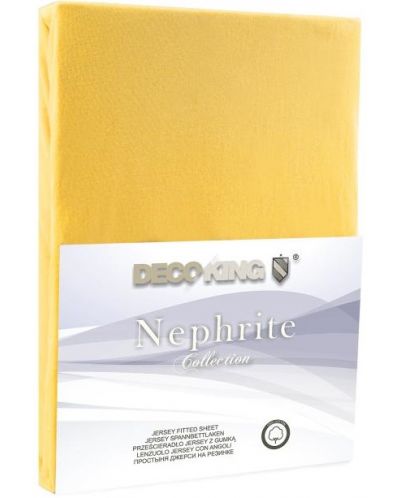 Чаршаф с ластик DecoKing - Nephrite, 100% памук, жълт - 4