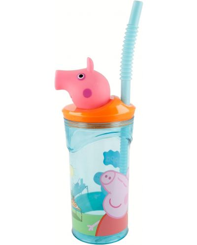 Чаша със сламка и 3D фигура Stor Peppa Pig - Core, 360 ml - 2