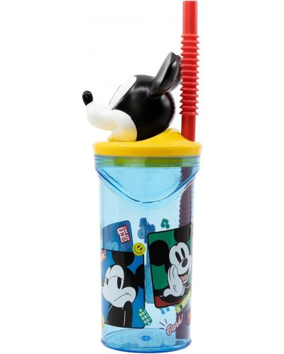 Чаша със сламка и 3D фигура Stor Mickey Mouse - Fun-Tastic, 360 ml - 3