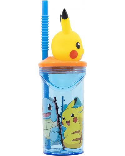 Чаша със сламка и 3D фигура Stor Pokemon - Distortion, 360 ml - 2