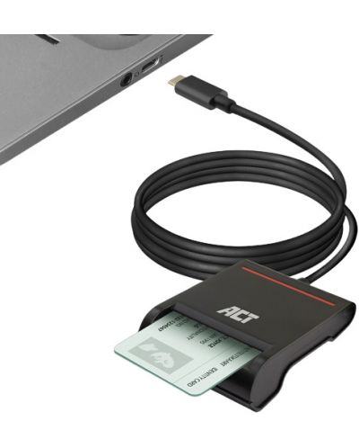 Четец за смарт карти ACT - AC6020, USB-C, черен - 7