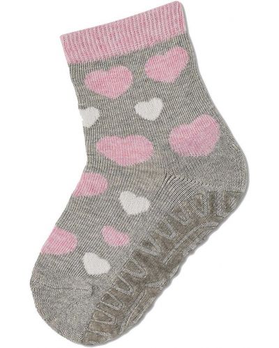 Чорапи с неплъзгащо стъпало Sterntaler - Сърчица, 17/18 размер, 6-12 м, сиви - 1