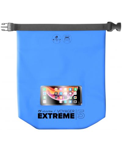 Водоустойчива чанта Cellularline - Voyager Extreme, 5 l, синя - 2