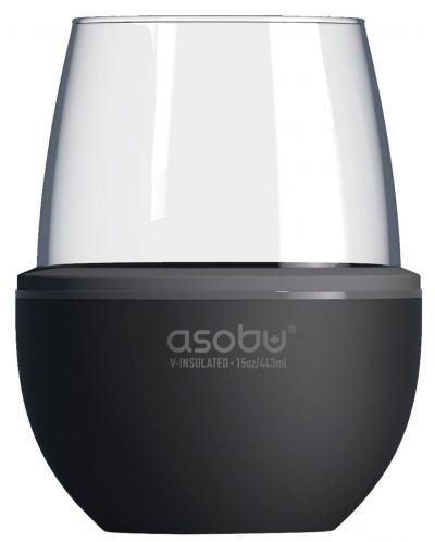 Чаша с термоизолираща основа Asobu - Wine Kuzie, 440 ml, черна - 1