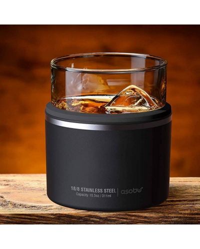 Чаша с термоизолираща основа Asobu - Whiskey Kuzie, 311 ml, черна - 5