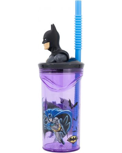 Чаша със сламка и 3D фигура Stor Batman - 360 ml - 3
