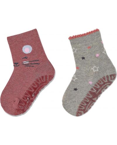 Чорапи с неплъзгащо стъпало Sterntaler - Мишле и звездички, 23/24 размер, 2-3 г, 2 чифта - 1