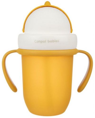 Canpol Чаша с Flip-top сламка Matte Pastels, 210мл., жълта - 1