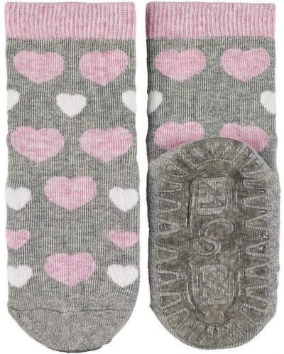 Чорапи с неплъзгащо стъпало Sterntaler - Сърчица, 21/22 размер, 18-24 м, сиви - 2