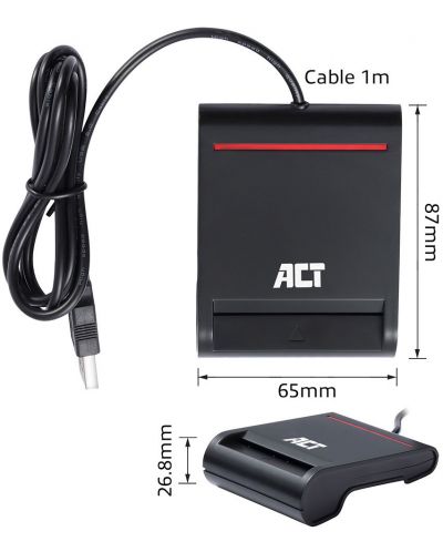Четец за смарт карти ACT - AC6015, USB 2.0, черен - 5