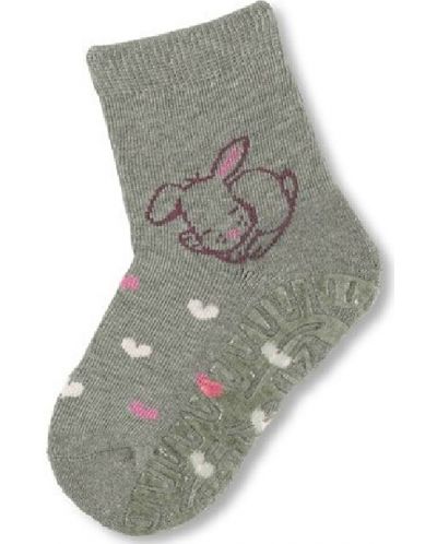 Чорапи със силиконова подметка Sterntaler - Зайче, 25/26 размер, сиви - 1