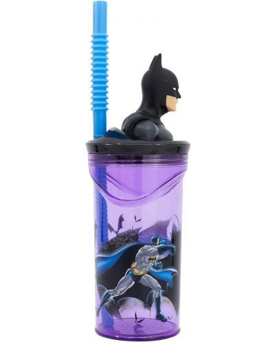 Чаша със сламка и 3D фигура Stor Batman - 360 ml - 2