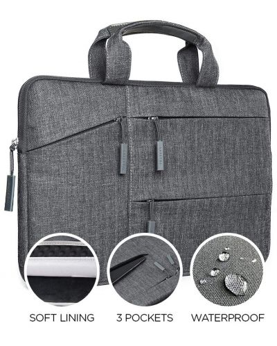 Чанта за лаптоп Satechi - Fabric, 15'', сива - 4