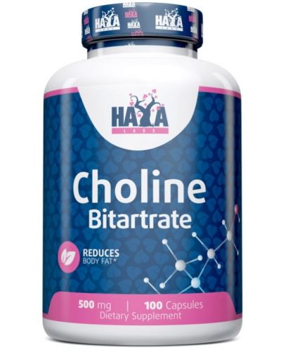 Choline Bitartrate, 500 mg, 100 капсули, Haya Labs - 1