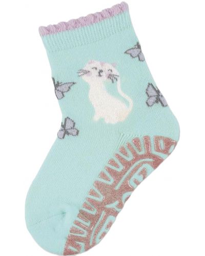 Чорапи с неплъзгащо стъпало Sterntaler - Коте, 17/18, размер, 6-12 м, мента - 1